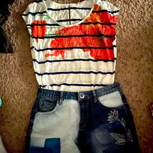 Mini skirt and top nice outfit from desigual Top S